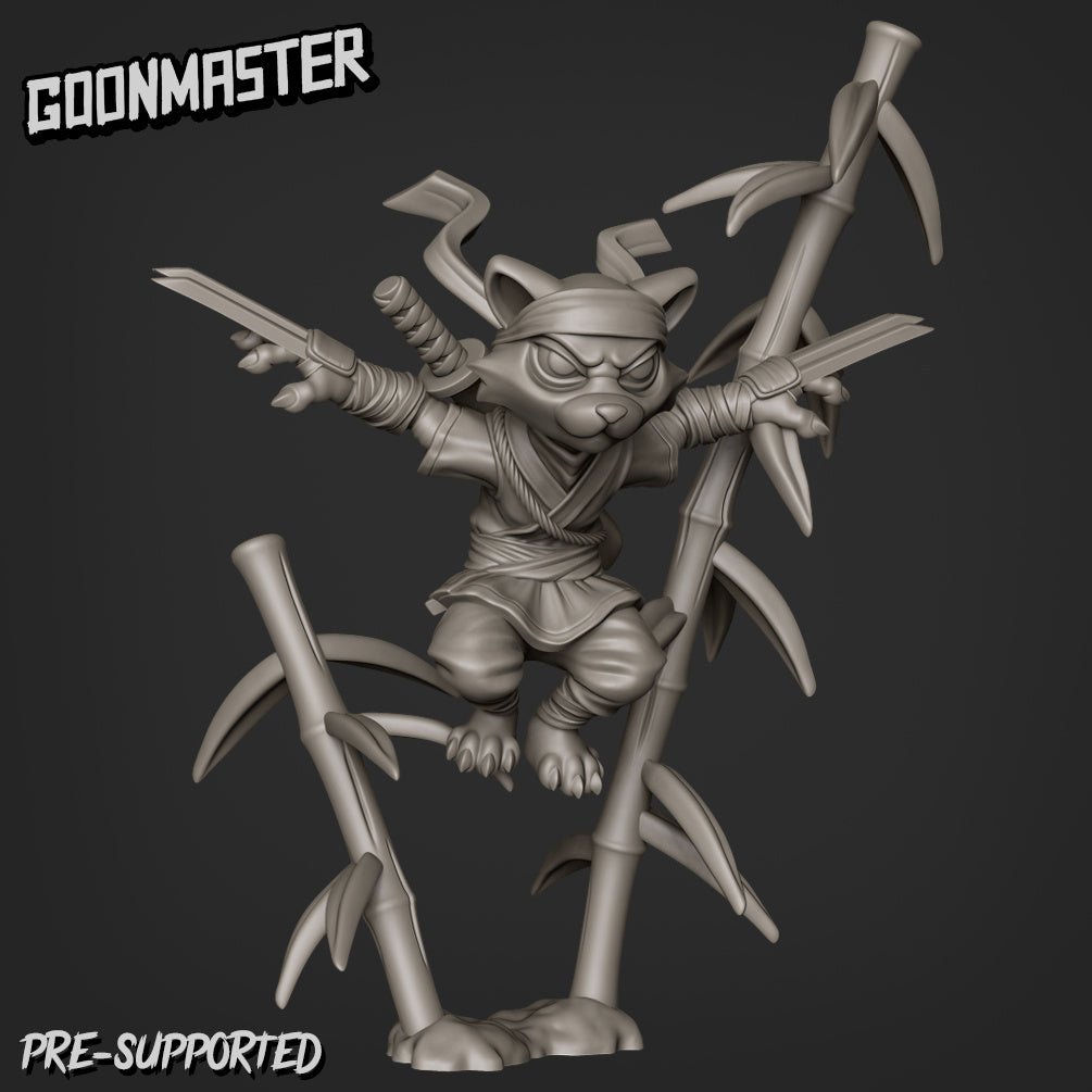 Cat Folk Ninja Miniature | B - Tabletop RPG & D&D miniature. Perfect for wargaming & collectors