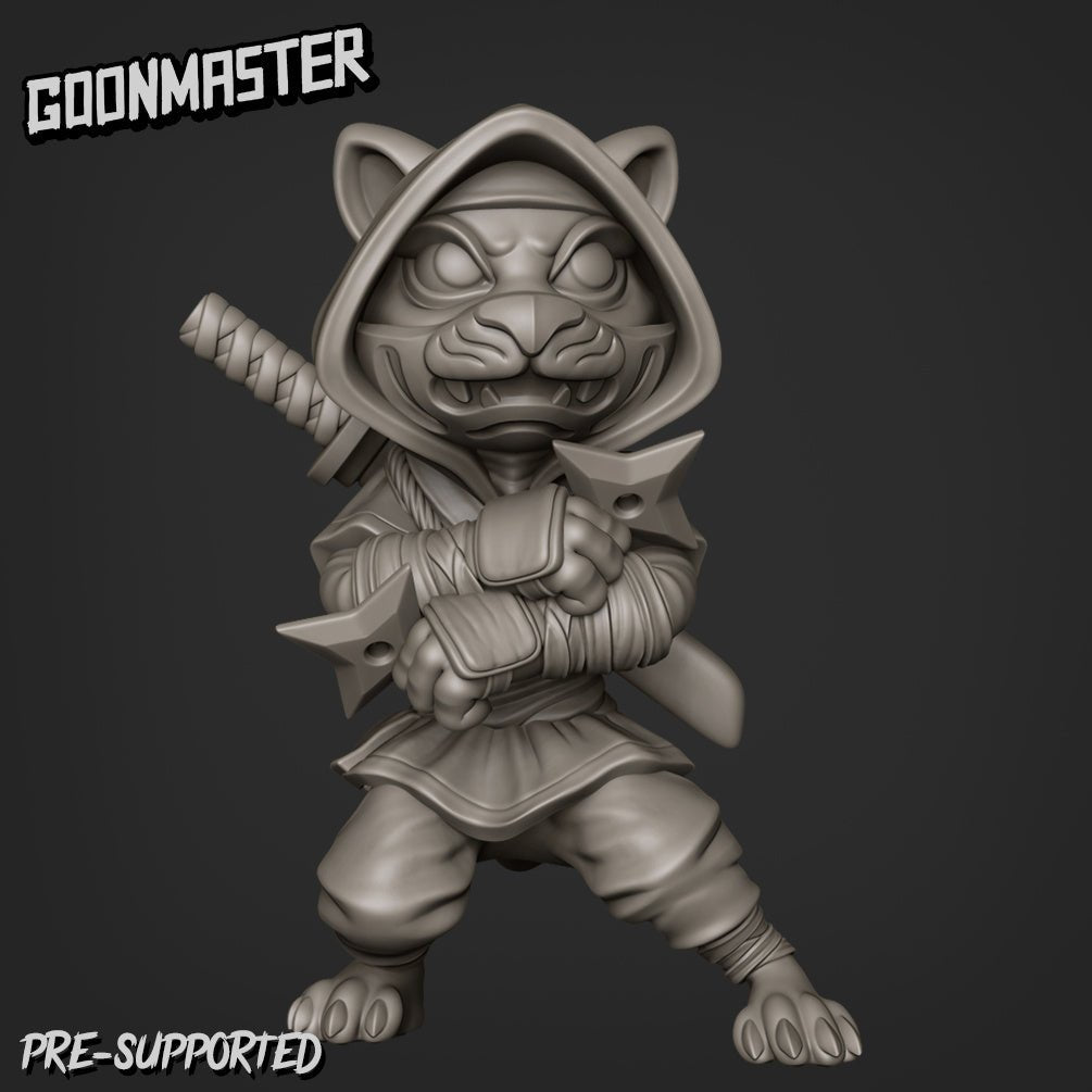 Female Cat Folk Ninja Miniature | B - Tabletop RPG & D&D miniature. Perfect for wargaming & collectors