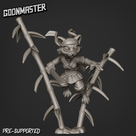 Female Cat Folk Ninja Miniature | C - Tabletop RPG & D&D miniature. Perfect for wargaming & collectors