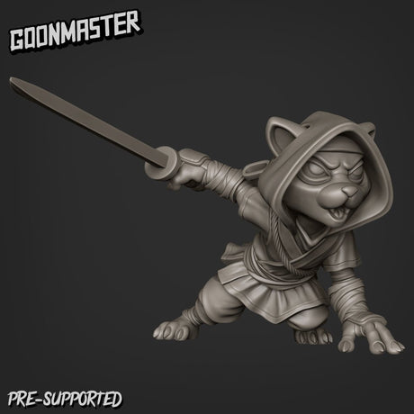 Cat Folk Ninja Miniature | C - Tabletop RPG & D&D miniature. Perfect for wargaming & collectors