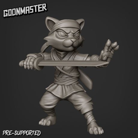 Female Cat Folk Ninja Miniature | D - Tabletop RPG & D&D miniature. Perfect for wargaming & collectors
