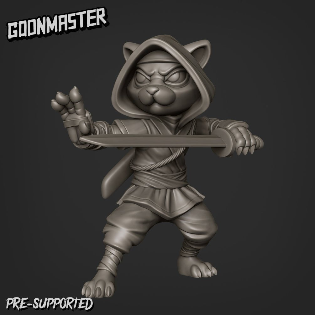 Cat Folk Ninja Miniature | D - Tabletop RPG & D&D miniature. Perfect for wargaming & collectors