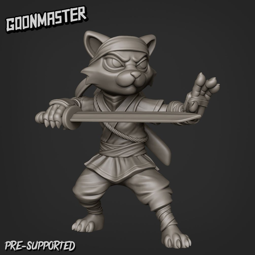 Cat Folk Ninja Miniature - D - 32mm