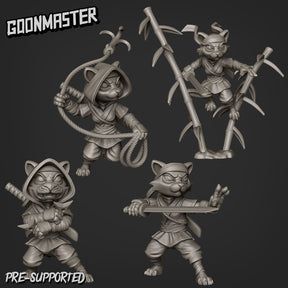 Female Cat Folk Ninja Miniature | Set of 4 - Tabletop RPG & D&D miniature. Perfect for wargaming & collectors