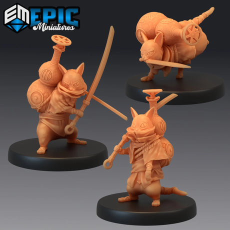 Cat Neko Miniature | Set of 3 - Tabletop RPG & D&D miniature. Perfect for wargaming & collectors