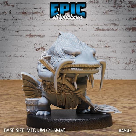 Catfish Folk Miniature | 4847 - Tabletop RPG & D&D miniature. Perfect for wargaming & collectors