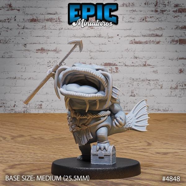 Catfish Folk Miniature | 4848 - Tabletop RPG & D&D miniature. Perfect for wargaming & collectors