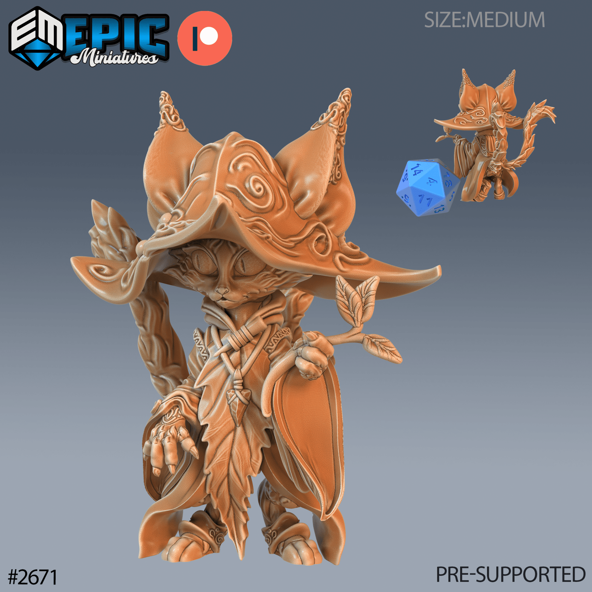 CatFolk Druid Miniature - A - 28mm