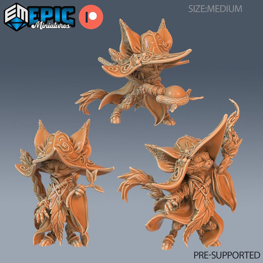 CatFolk Druid Miniature - Set of 3 - 28mm