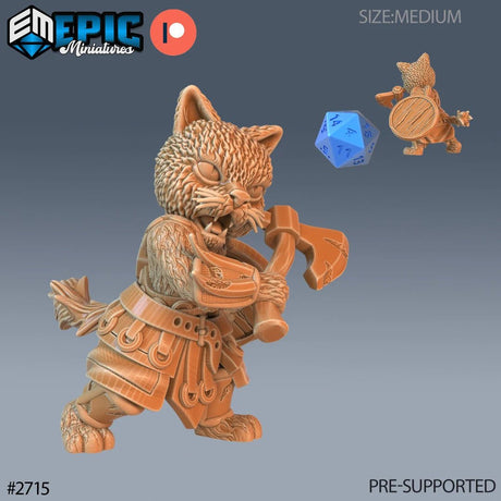 CatFolk Farmer Miniature | A - Tabletop RPG & D&D miniature. Perfect for wargaming & collectors