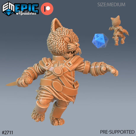 CatFolk Miniature | A - Tabletop RPG & D&D miniature. Perfect for wargaming & collectors