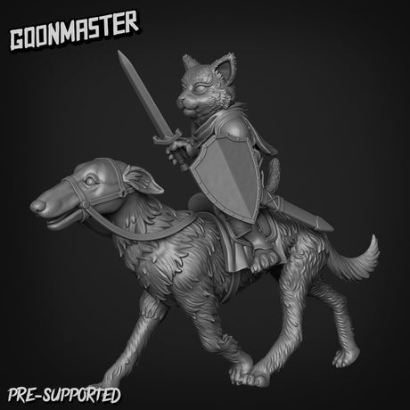 CatFolk Rider Paladin Miniature | B - Tabletop RPG & D&D miniature. Perfect for wargaming & collectors