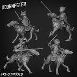 CatFolk Rider Paladin Miniature | Set of 4 - Tabletop RPG & D&D miniature. Perfect for wargaming & collectors