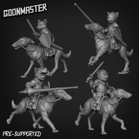 CatFolk Rider Paladin Miniature | Set of 4 - Tabletop RPG & D&D miniature. Perfect for wargaming & collectors