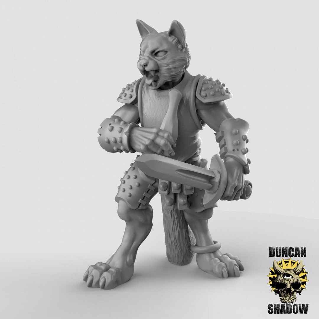 CatFolk Rogue Miniature | B - Tabletop RPG & D&D miniature. Perfect for wargaming & collectors