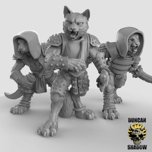 CatFolk Rogue Miniature - Set of 3 - 32mm