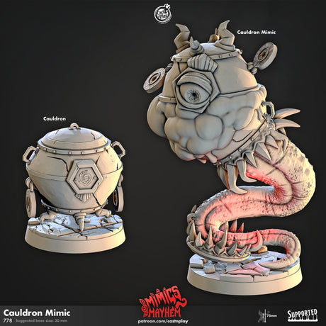 Cauldron Mimic Miniature | Cauldron - Tabletop RPG & D&D miniature. Perfect for wargaming & collectors