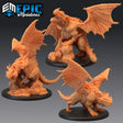 Cave Dragon Miniature | Set of 3 - Tabletop RPG & D&D miniature. Perfect for wargaming & collectors