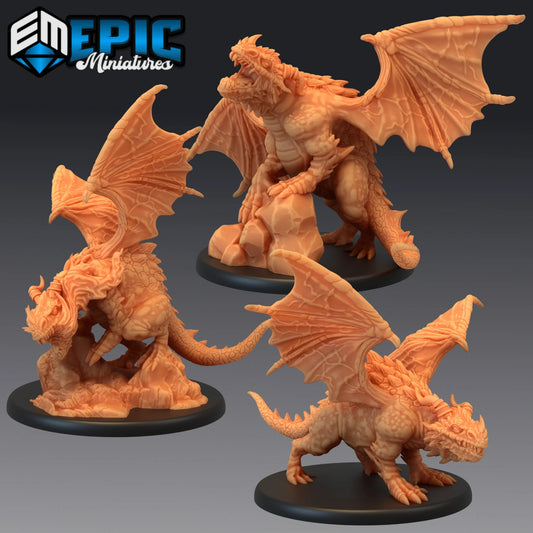 Cave Dragon Miniature - Set of 3 - 28mm