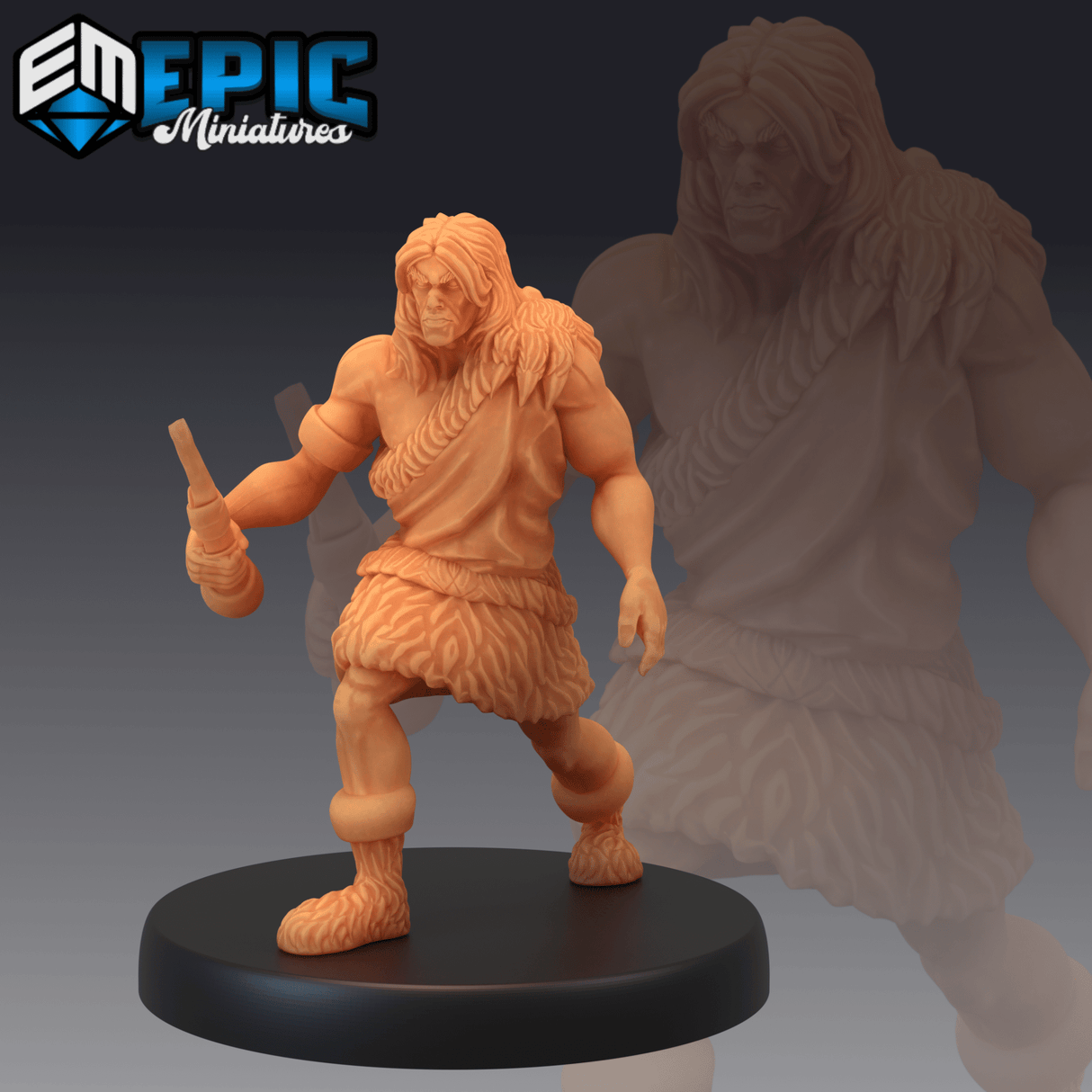 Caveman Human Miniature | A - Tabletop RPG & D&D miniature. Perfect for wargaming & collectors