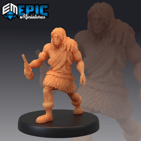 Caveman Human Miniature | A - Tabletop RPG & D&D miniature. Perfect for wargaming & collectors