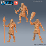 Caveman Human Miniature | Set of 3 - Tabletop RPG & D&D miniature. Perfect for wargaming & collectors