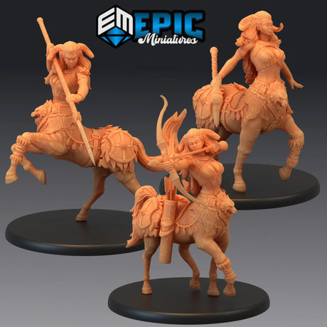 Centaur Female Miniature | Set of 3 - Tabletop RPG & D&D miniature. Perfect for wargaming & collectors