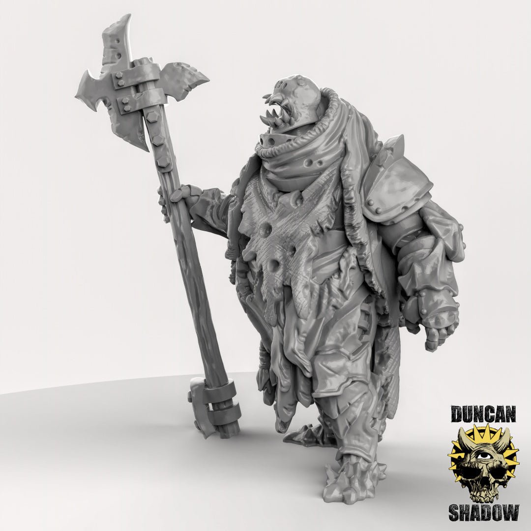 Chaos Brutes with helberds Miniature | A - Tabletop RPG & D&D miniature. Perfect for wargaming & collectors