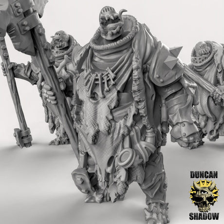 Chaos Brutes with helberds Miniature | Set of 3 - Tabletop RPG & D&D miniature. Perfect for wargaming & collectors