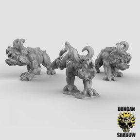 Chaos Hound Miniature | Set of 3 - Tabletop RPG & D&D miniature. Perfect for wargaming & collectors