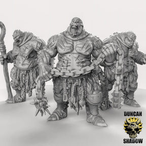 Chaos Ogre, Scarred Ones Miniature | Set of 3 - Tabletop RPG & D&D miniature. Perfect for wargaming & collectors