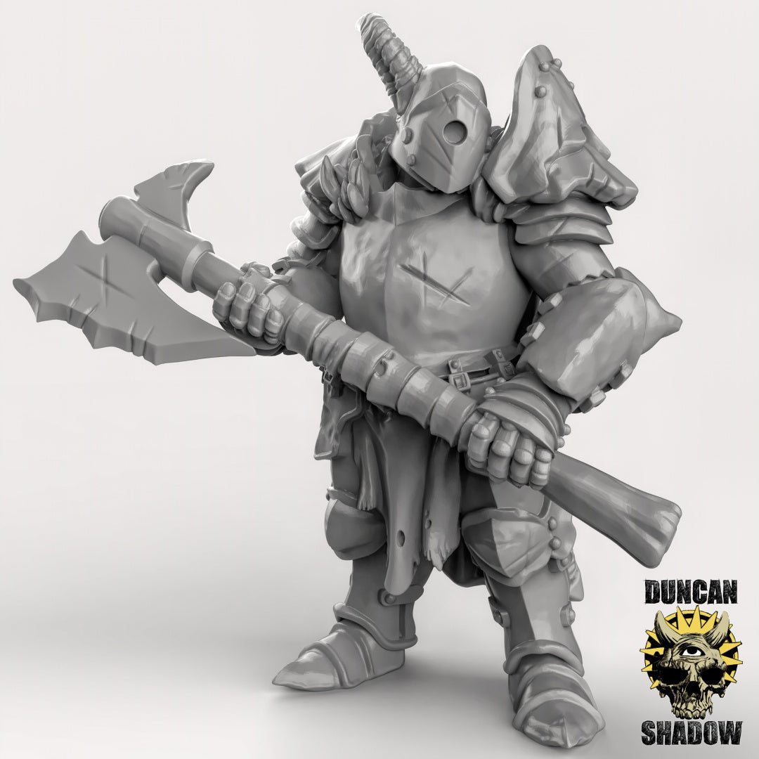 Chaos Warrior with twohanded axes Miniature | C - Tabletop RPG & D&D miniature. Perfect for wargaming & collectors