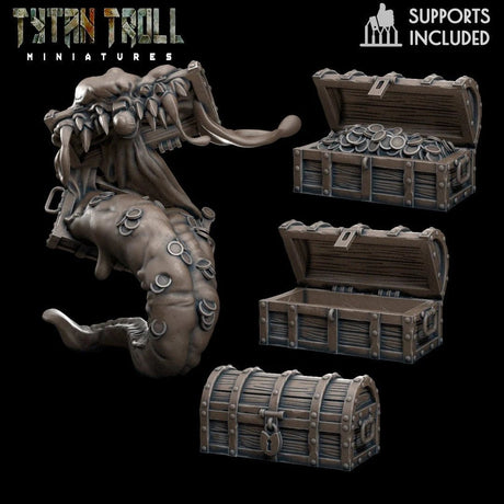 Chest Mimic Miniature | Set of 4 - Tabletop RPG & D&D miniature. Perfect for wargaming & collectors