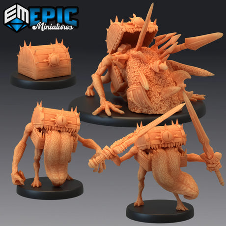 Chest Mimic Miniature Set | Set of 4 - Tabletop RPG & D&D miniature. Perfect for wargaming & collectors