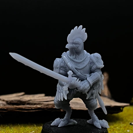 Chicken Fighter Miniature | Set of 4 - Tabletop RPG & D&D miniature. Perfect for wargaming & collectors