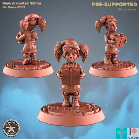 Christmas Gnome Miniature | B - Tabletop RPG & D&D miniature. Perfect for wargaming & collectors