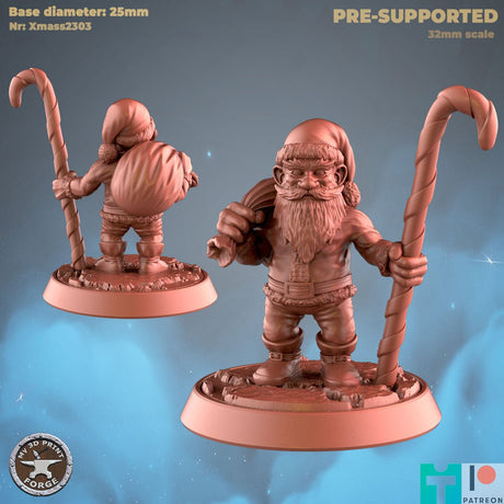Christmas Gnome Miniature | C - Tabletop RPG & D&D miniature. Perfect for wargaming & collectors