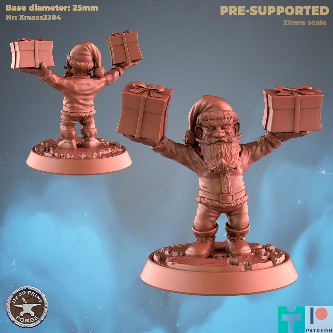 Christmas Gnome Miniature | D - Tabletop RPG & D&D miniature. Perfect for wargaming & collectors