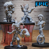Circus Clown Character Set Miniature | Set of 4 - Tabletop RPG & D&D miniature. Perfect for wargaming & collectors