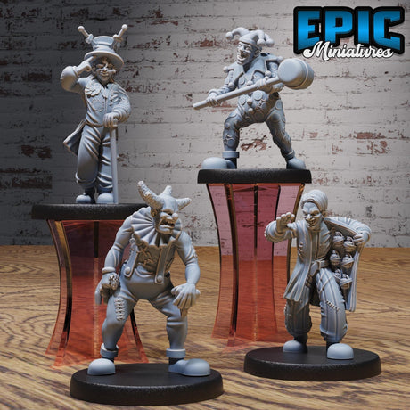 Circus Clowns Miniature | Full Set All Models - Tabletop RPG & D&D miniature. Perfect for wargaming & collectors