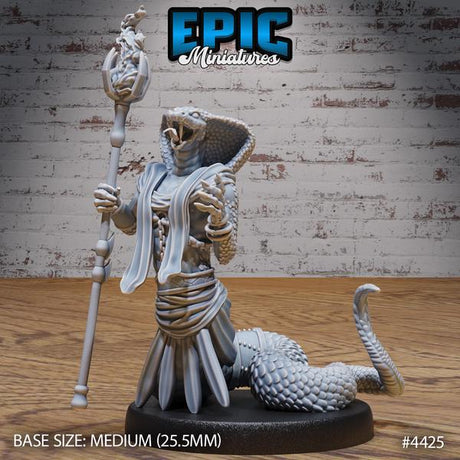 Cobra Folk Warrior Miniature | 4425 - Tabletop RPG & D&D miniature. Perfect for wargaming & collectors
