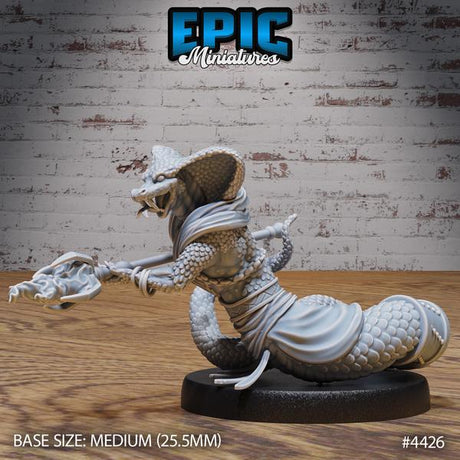 Cobra Folk Warrior Miniature | 4426 - Tabletop RPG & D&D miniature. Perfect for wargaming & collectors
