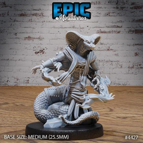 Cobra Folk Warrior Miniature | 4427 - Tabletop RPG & D&D miniature. Perfect for wargaming & collectors