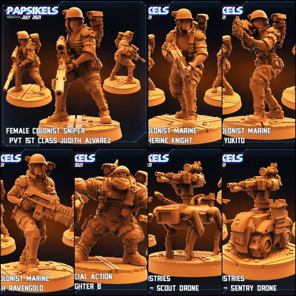 Colonial Marine Fireteam Miniature | Set of 6 - Tabletop RPG & D&D miniature. Perfect for wargaming & collectors