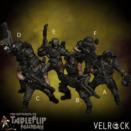 Colonial Marine squad Miniature | Set of 6 - Tabletop RPG & D&D miniature. Perfect for wargaming & collectors