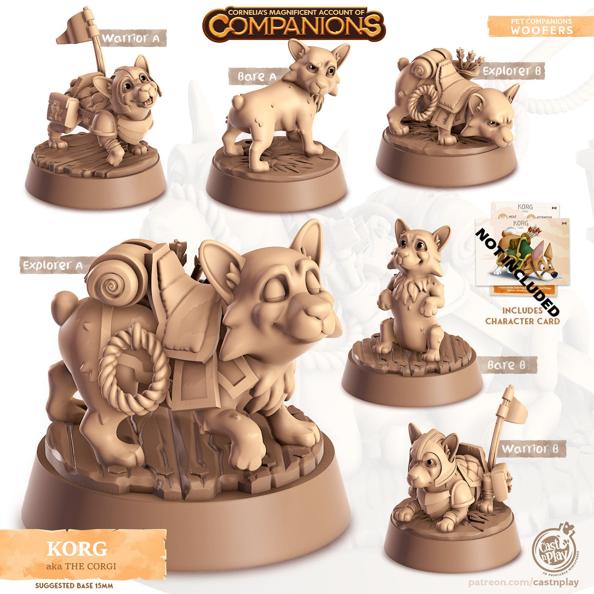 Corgi Companion Miniature | Bare A - Tabletop RPG & D&D miniature. Perfect for wargaming & collectors