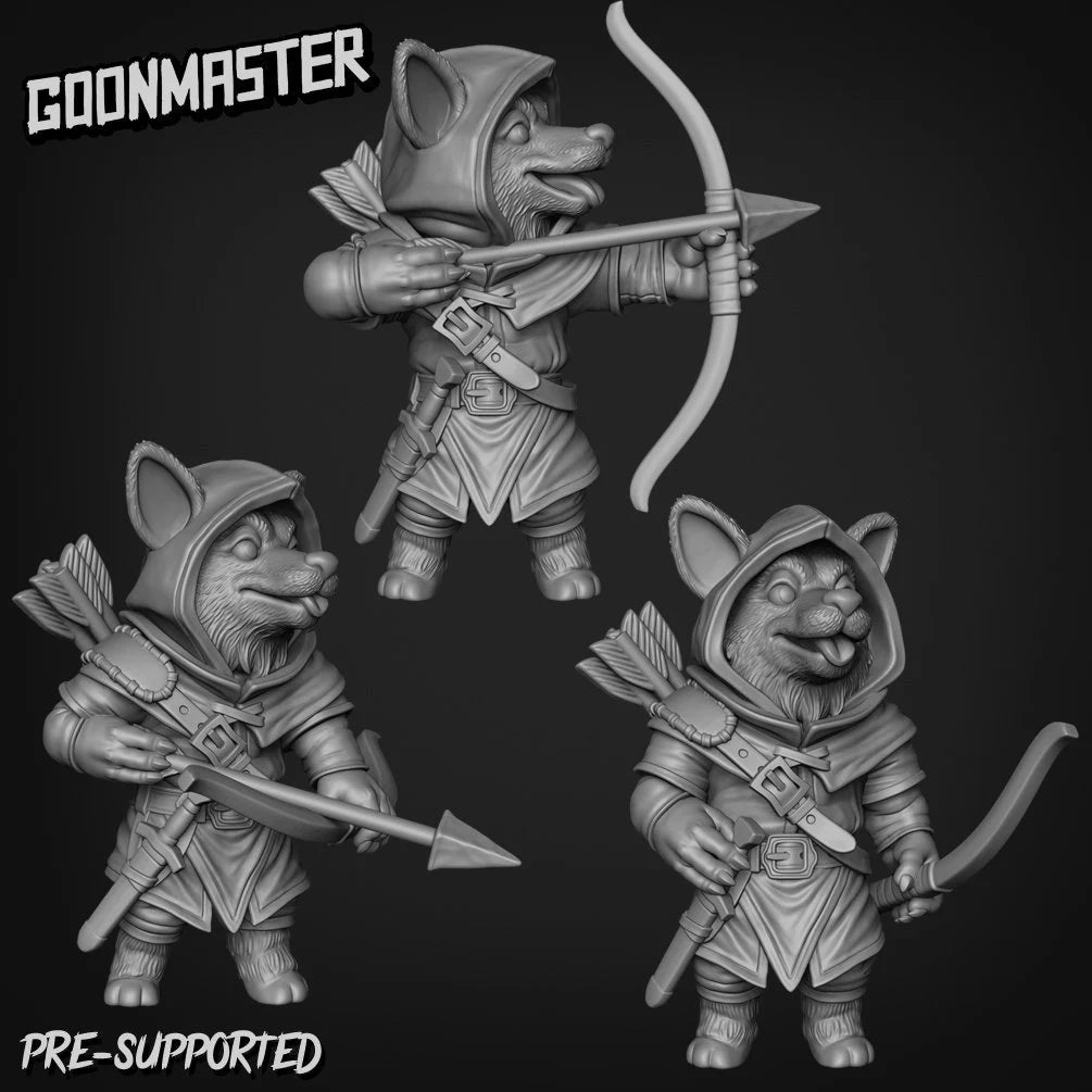 Corgi folk ranger Miniature | Set of 3 - Tabletop RPG & D&D miniature. Perfect for wargaming & collectors