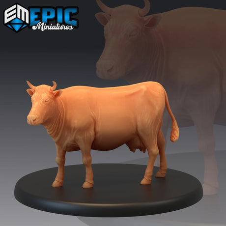 Cow Miniature | A - Tabletop RPG & D&D miniature. Perfect for wargaming & collectors