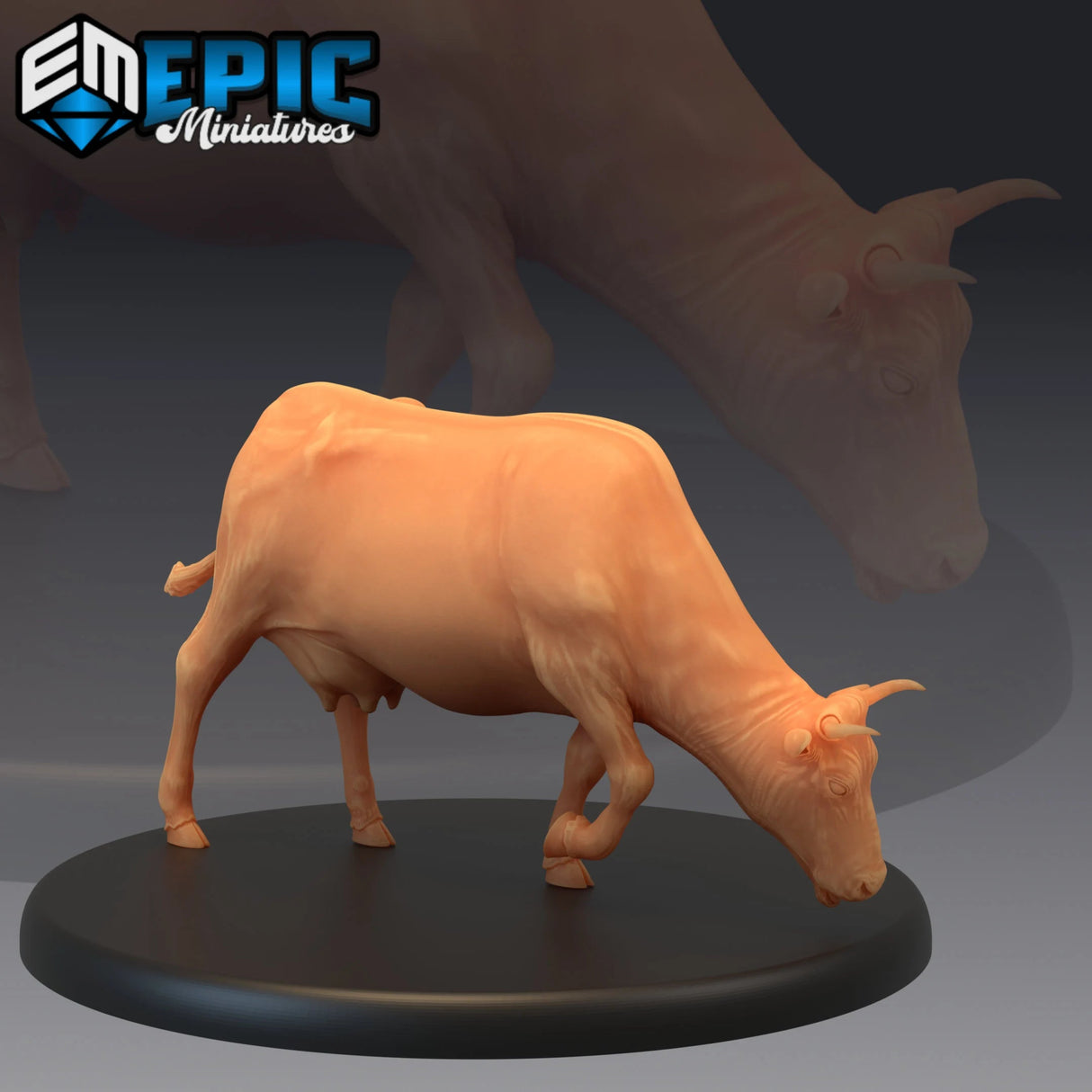 Cow Miniature | B - Tabletop RPG & D&D miniature. Perfect for wargaming & collectors