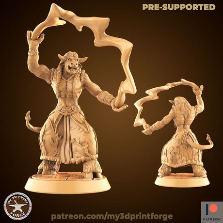 CowFolk Shaman Miniature | 365 - Tabletop RPG & D&D miniature. Perfect for wargaming & collectors